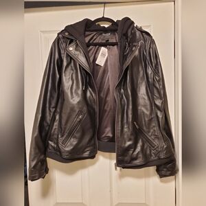 Torrid Faux Leather Hooded Bomber Jacket